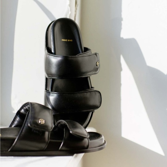 Anine Bing Shoes - Anine Bing Black Puffy Sandals